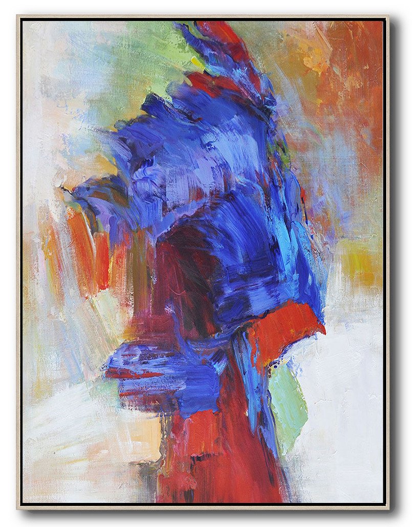 Vertical Palette Knife Contemporary Art #L3B - Modern Wall Art Large